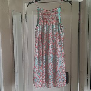 Women's Coral and Teal Summer Dress Size M